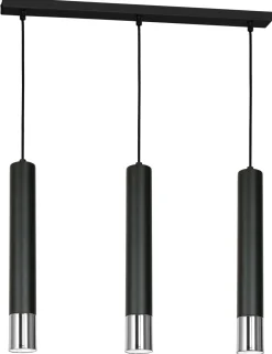 Luminex Hängelampe Modern Metall 3 flammig Schwarz Chrom< Hängelampen|Wohnzimmerlampen