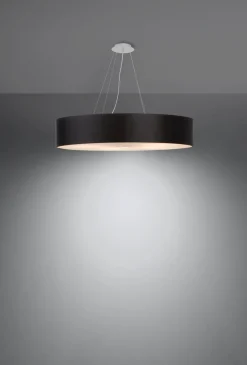 Sollux Hängelampe Modern rund Ø 80 cm groß Schwarz Stoff Glas< Wohnzimmerlampen|Stofflampen