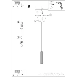 Hängelampen|Wohnzimmerlampen*Sollux Hängelampe Modern Schwarz schmal B: 8 cm H: max. 118 cm GU10