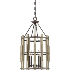 Elstead Hängelampe Natur Schwarz antik Ø38cm Holz Metall< Wohnzimmerlampen|Esszimmer Lampen