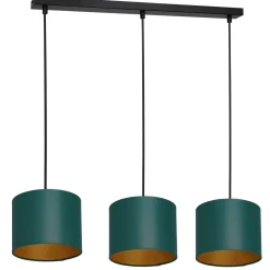 Hängelampen|Bürolampen*Luminex Hängelampe Petrol Gold Stoff Metall E27 75 cm blendarm