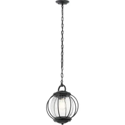 Gartenlaternen|Vintage Lampen*Elstead Hängelampe POND Schwarz rund Glas Vintage außen