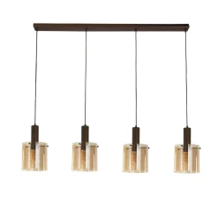 Searchlight Hängelampe Rauchglas B: 142 cm 4-flammig E27 Braun Bernstein< Hängelampen|Wohnzimmerlampen