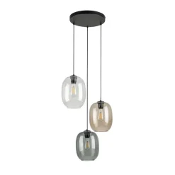 TK Lighting Hängelampe Rauchglas H: max. 110 cm Ø 45 cm 3-flammig E27< Hängelampen|Bürolampen