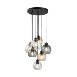 TK Lighting Hängelampe Rauchglas H: max. 140 cm verstellbar 7x E27< Hängelampen|Esszimmer Lampen