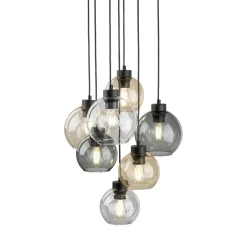 TK Lighting Hängelampe Rauchglas H: max. 140 cm verstellbar 7x E27< Hängelampen|Esszimmer Lampen