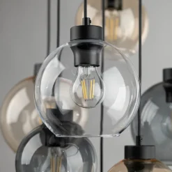 TK Lighting Hängelampe Rauchglas H: max. 140 cm verstellbar 7x E27< Hängelampen|Esszimmer Lampen