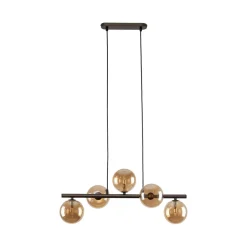 Hängelampen|Bürolampen*TK Lighting Hängelampe Rauchglas Metall höhenverstellbar 5x G9