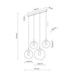 Hängelampen|Esszimmer Lampen*TK Lighting Hängelampe Rauchglas Metall L: 87 cm H: 140 cm 4x E27