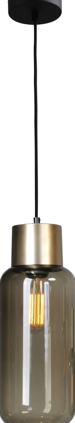 Masterlight Hängelampe Rauchglas Metall Schwarz Gold verstellbar< Glaslampen|Esszimmer Lampen