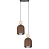 Hängelampen|Bürolampen*Belis Hängelampe Rostbraun Metall Holz 2-flmg E27 Ø21 cm rund