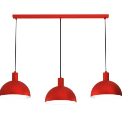 Luminex Hängelampe Rot Metall L:114 cm 3-flammig Loft dekorativ< Metall Lampen|Esszimmer Lampen