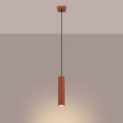 Sollux Hängelampe Rot schmal Ø 8 cm H: max. 118 cm GU10< Wohnzimmerlampen|Metall Lampen