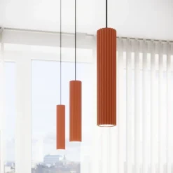 Sollux Hängelampe Rot schmal Ø 8 cm H: max. 118 cm GU10< Wohnzimmerlampen|Metall Lampen