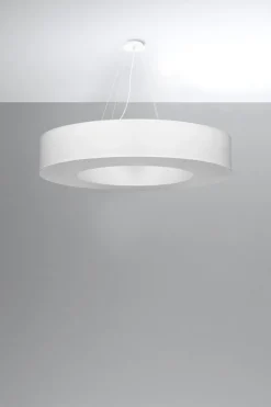 Hängelampen|Esszimmer Lampen*Sollux Hängelampe rund Ø 90 cm blendarm Weiß Stoff Schirm