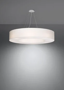 Hängelampen|Esszimmer Lampen*Sollux Hängelampe rund Ø 90 cm blendarm Weiß Stoff Schirm