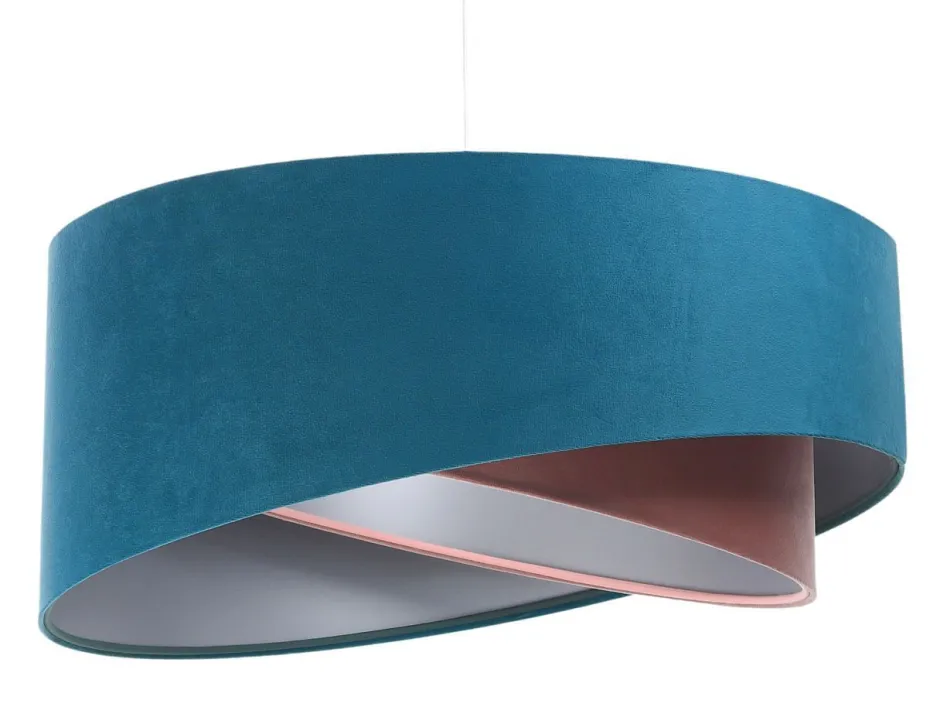 Wohnzimmerlampen|Stofflampen*BPS Koncept Hängelampe rund Ø 50 cm E27 Türkis Rosa Silber Stoffschirm