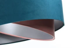 Wohnzimmerlampen|Stofflampen*BPS Koncept Hängelampe rund Ø 50 cm E27 Türkis Rosa Silber Stoffschirm