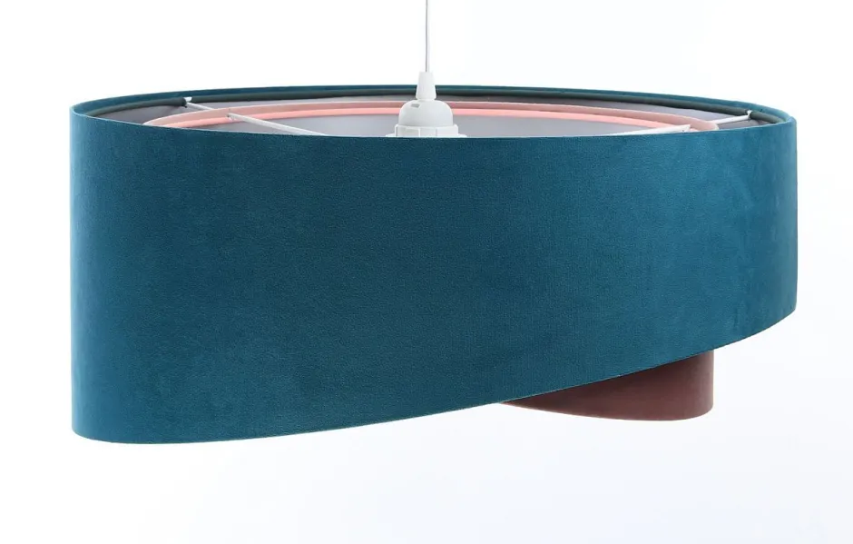 Wohnzimmerlampen|Stofflampen*BPS Koncept Hängelampe rund Ø 50 cm E27 Türkis Rosa Silber Stoffschirm