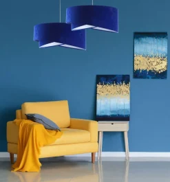 Hängelampen|Bürolampen*BPS Koncept Hängelampe rund Ø 50 cm E27 Weiß Kobaltblau rund