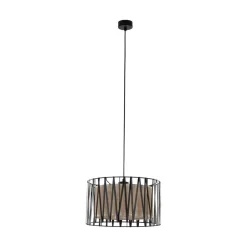 TK Lighting Hängelampe rund Ø 40 cm H: max. 165 cm Schwarz Braun< Hängelampen|Bürolampen