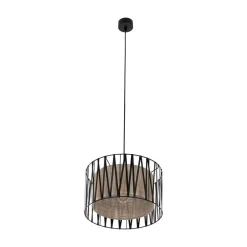 TK Lighting Hängelampe rund Ø 40 cm H: max. 165 cm Schwarz Braun< Hängelampen|Bürolampen
