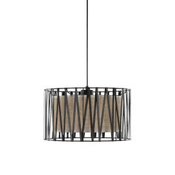 TK Lighting Hängelampe rund Ø 40 cm H: max. 165 cm Schwarz Braun< Hängelampen|Bürolampen