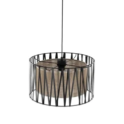 TK Lighting Hängelampe rund Ø 40 cm H: max. 165 cm Schwarz Braun< Hängelampen|Bürolampen