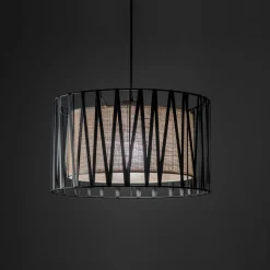 TK Lighting Hängelampe rund Ø 40 cm H: max. 165 cm Schwarz Braun< Hängelampen|Bürolampen