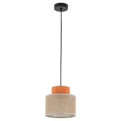 Hängelampen|Bürolampen*TK Lighting Hängelampe rund Ø 20 cm H: max. 160 cm Retro Jute Stoff E27