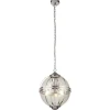 Searchlight Hängelampe rund Ø 32 cm Jugendstil Kugel Schirm Chrom Klar< Hängelampen|Esszimmer Lampen
