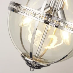 Searchlight Hängelampe rund Ø 32 cm Jugendstil Kugel Schirm Chrom Klar< Hängelampen|Esszimmer Lampen