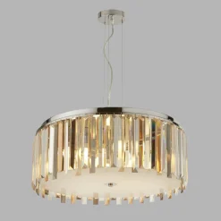 Searchlight Hängelampe rund Ø 60 cm Kristall Glas Metall 5x E14< Hängelampen|Wohnzimmerlampen