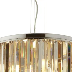 Searchlight Hängelampe rund Ø 60 cm Kristall Glas Metall 5x E14< Hängelampen|Wohnzimmerlampen