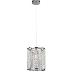 Searchlight Hängelampe rund Ø 21 cm Kristall E27 Chrom Klar< Hängelampen|Esszimmer Lampen