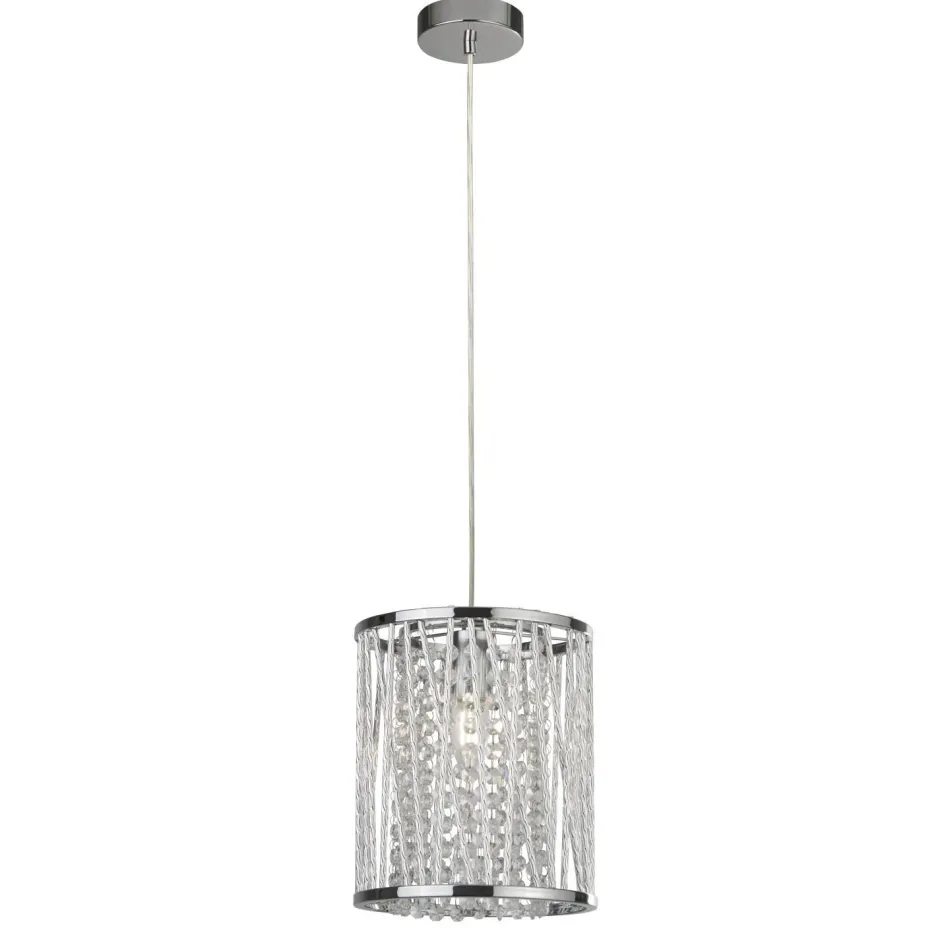 Searchlight Hängelampe rund Ø 21 cm Kristall E27 Chrom Klar< Hängelampen|Esszimmer Lampen