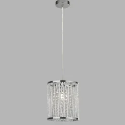 Searchlight Hängelampe rund Ø 21 cm Kristall E27 Chrom Klar< Hängelampen|Esszimmer Lampen