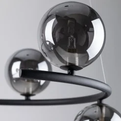 TK Lighting Hängelampe rund Ø 62 cm Metall Rauchglas 6x G9 BRENDAN< Hängelampen|Bürolampen