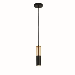 Searchlight Hängelampe rund Ø 10 cm schmal GU10 Schwarz Bernstein< Hängelampen|Wohnzimmerlampen
