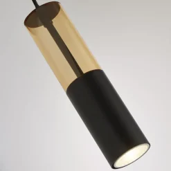 Searchlight Hängelampe rund Ø 10 cm schmal GU10 Schwarz Bernstein< Hängelampen|Wohnzimmerlampen