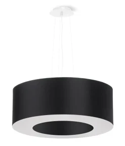 Hängelampen|Wohnzimmerlampen*Sollux Hängelampe rund Ø 50 cm Schwarz Stoff Modern SANNY
