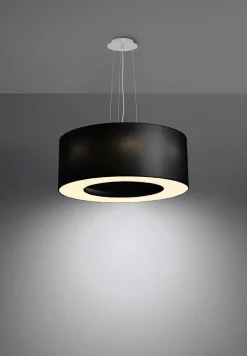 Hängelampen|Wohnzimmerlampen*Sollux Hängelampe rund Ø 50 cm Schwarz Stoff Modern SANNY