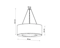 Sollux Hängelampe rund Ø 90 cm Schwarz Stoff Schirm 8x E27< Hängelampen|Wohnzimmerlampen