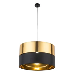 Hängelampen|Esszimmer Lampen*TK Lighting Hängelampe rund Ø 50 cm Stoff Metall E27 Schwarz Gold