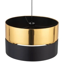 Hängelampen|Esszimmer Lampen*TK Lighting Hängelampe rund Ø 50 cm Stoff Metall E27 Schwarz Gold