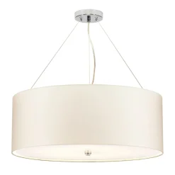 Moderne Lampen|Stofflampen*Elstead Hängelampe rund Ø66cm in Creme Chrom Stoffschirm