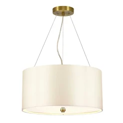 Elstead Hängelampe rund Ø46cm Stoffschirm Creme Messing antik< Moderne Lampen|Stofflampen
