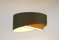 Hängelampen|Bürolampen*BPS Koncept Hängelampe rund D: 50 cm E27 Braun Beige Stoff Modern