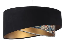 BPS Koncept Hängelampe rund D: 50 cm E27 Stoffschirm Schwarz Bunt Gold< Hängelampen|Bürolampen
