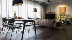 BPS Koncept Hängelampe rund D: 50 cm E27 Stoffschirm Schwarz Bunt Gold< Hängelampen|Bürolampen